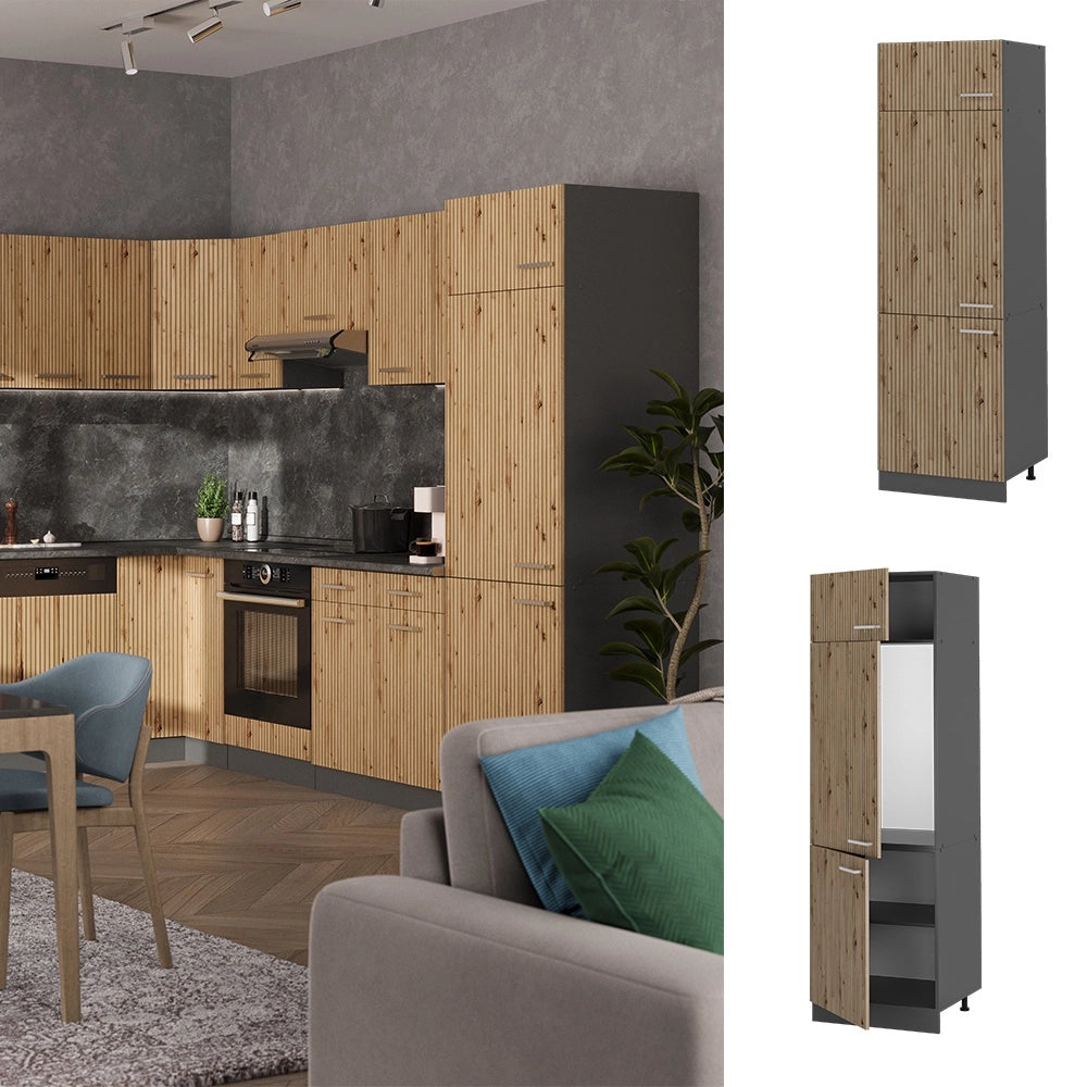 Armadio frigorifero R-Line Rovere artigianale/Antracite 60 cm Vicco