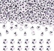 Alfabeto Acrilico in Cordoncino 6mm - 50g/300 pezzi - Bianco - Per Creazioni di Gioielli