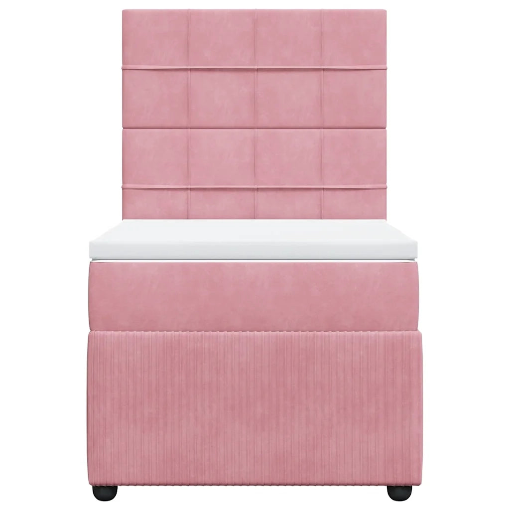 Giroletto a Molle con Materasso Rosa 100x200 cm in Velluto