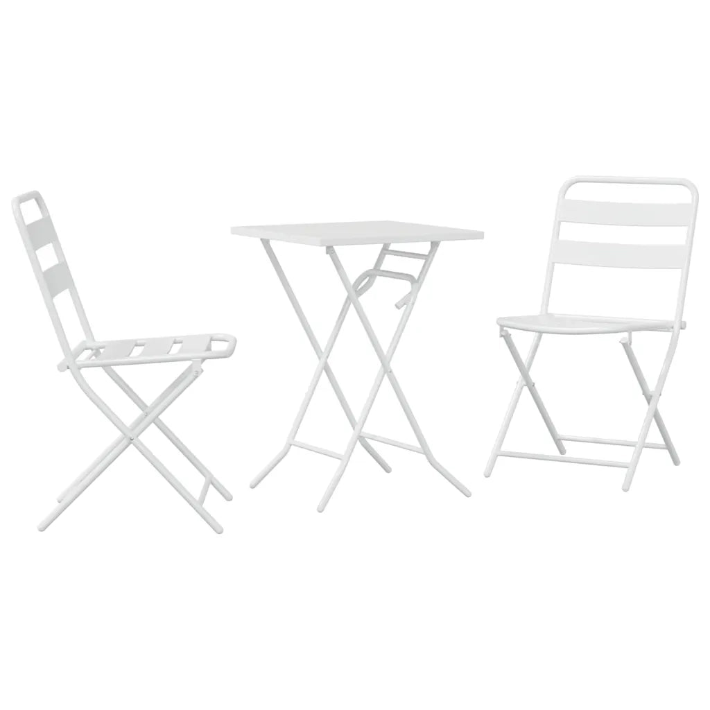 Set Bistro da Giardino 3 pcs Bianco Acciaio