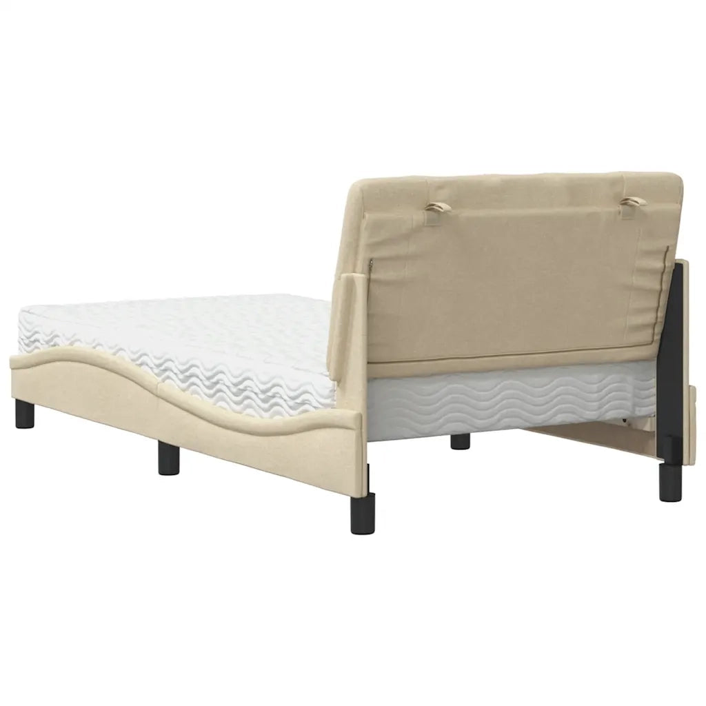 Letto con Materasso Crema 100x200 cm in Tessuto 3310725