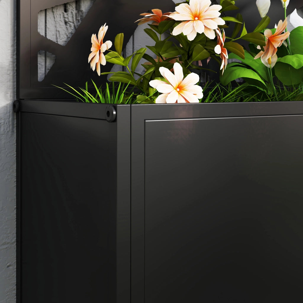 Fioriera Rettangolare con Traliccio per Piante Rampicanti 61x23x113 cm da Terra e Parete Nero
