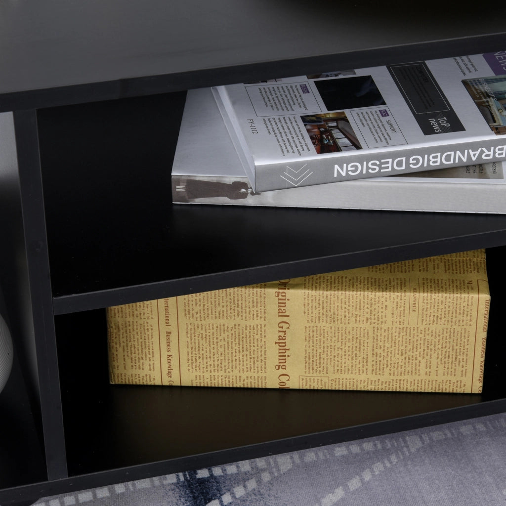 Mobile TV con Ripiani e Ruote ¨C Minimal ¨C Nero 80x40x40 cm