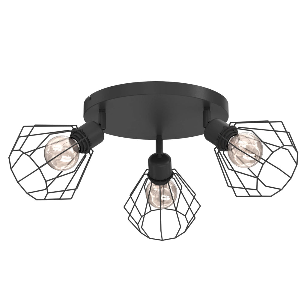 Plafoniera industriale Parkla 3xE27 nera regolabile Luminex
