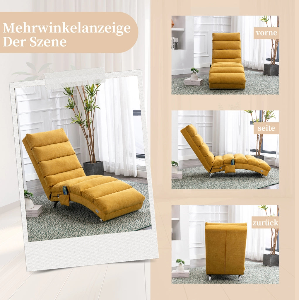 POLTRONA Relax massaggiante 55x148x84 cm in lino giallo senape