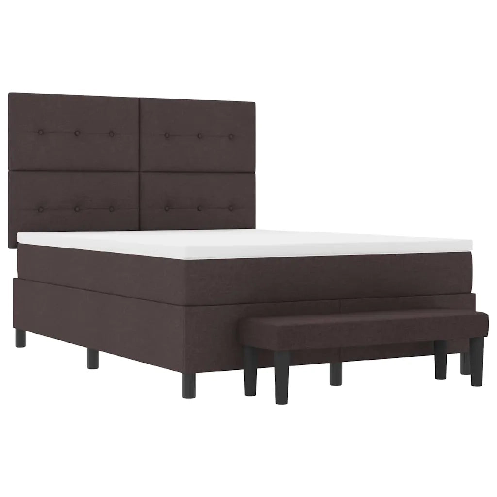 Letto a molle con materasso Marrone Scuro 140 x 200 cm Tessuto