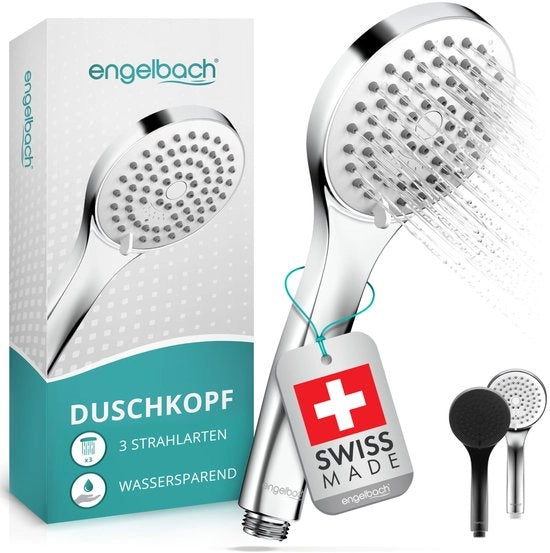 Douchekop idrorisparmiatore svizzero - 3 tipi di getto: pioggia soffice, massaggio e intensivo | Douchekop universale (9L/Min), doccia manuale, cromato