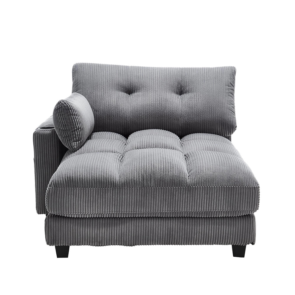 Poltrona Palm - Xylo - Cuscini rigati, portaoggetti, reclinabile, grigio