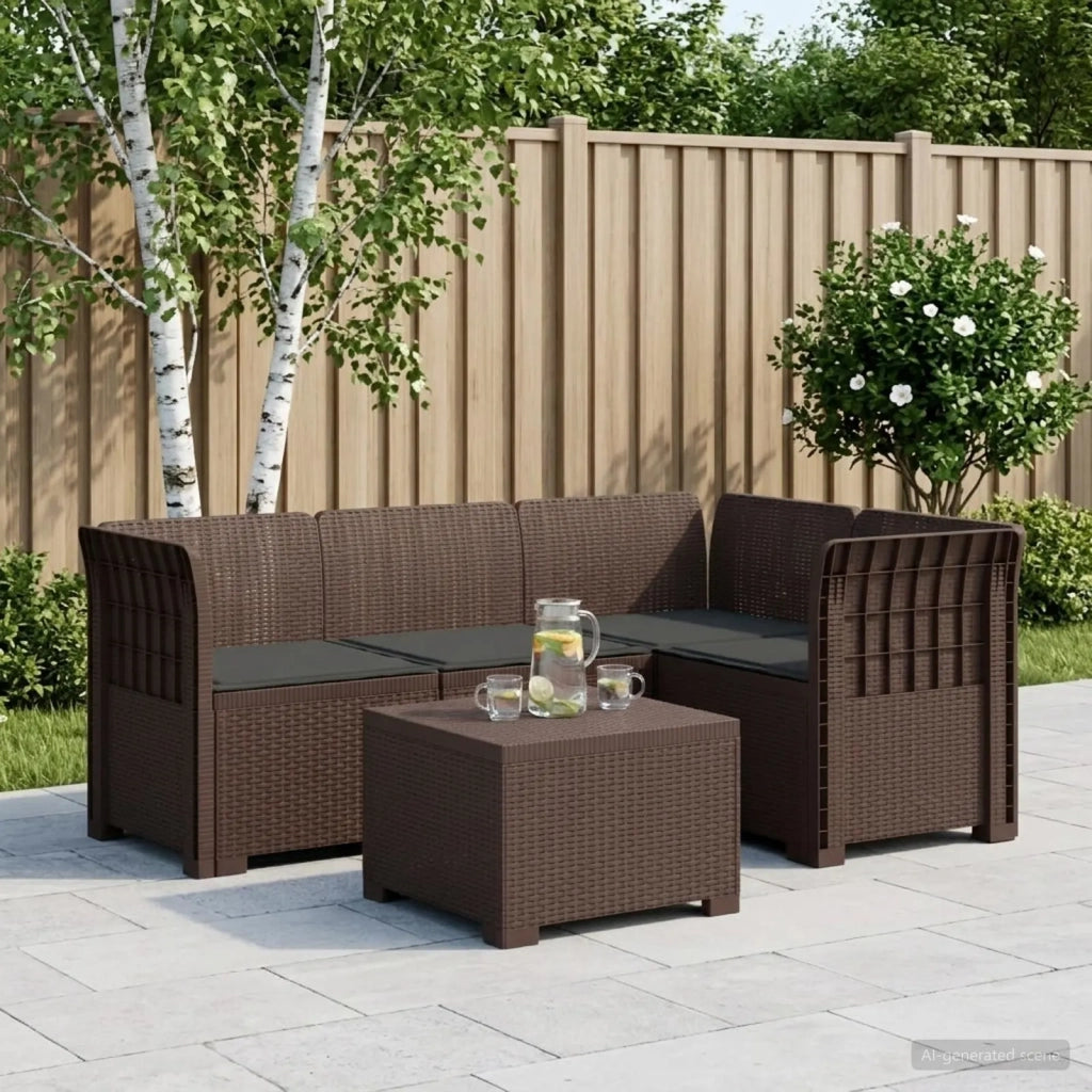 Divano da giardino 4 posti con cuscini aspetto rattan PP 3444003