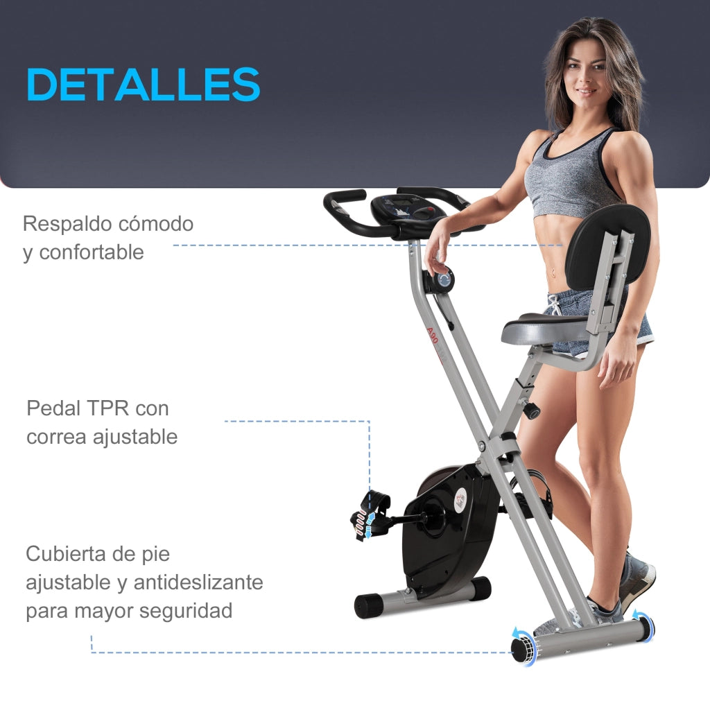 Bicicletta Statica Pieghevole con Schienale ¨C zephmum ¨C Grigio