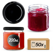 Barattoli per conserve KADAX Lerma 200 ml 50 pezzi 66 mm + coperchi neri