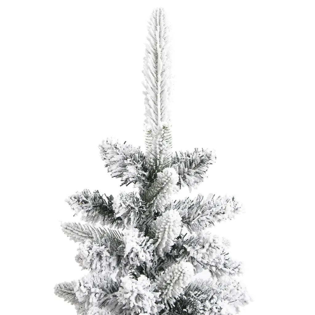 Albero Natale Artificiale Sottile Neve Floccata 180cm PVC e PE 345195