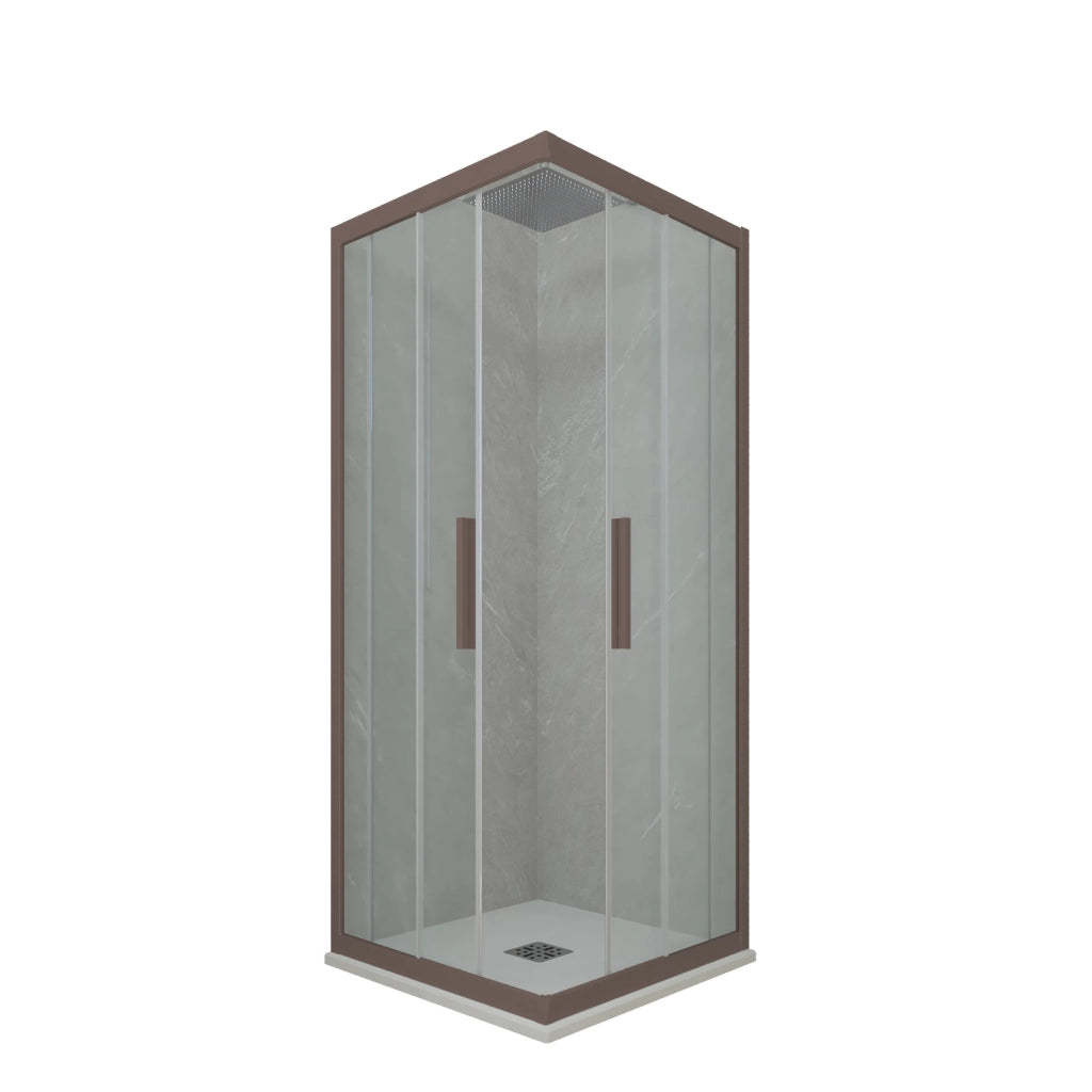Box doccia angolare scorrevole 75x100 CM H 200 Vetro Trasparente Profilo Chocolate mod. Kolors