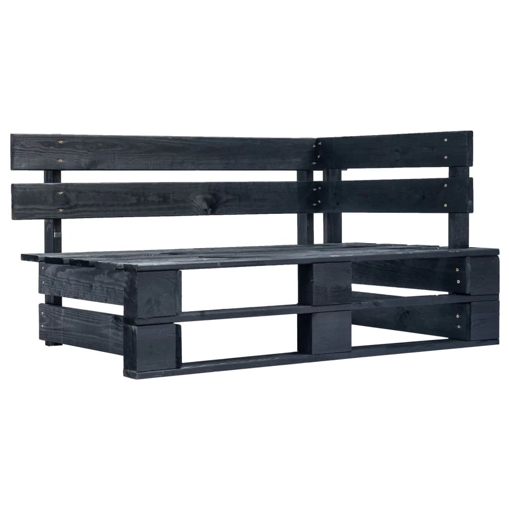 Panca da giardino mobili da esterno per patio terrazza angolare pallet da giardino 110 x 65 x 55 cm legno nero 02_0011135