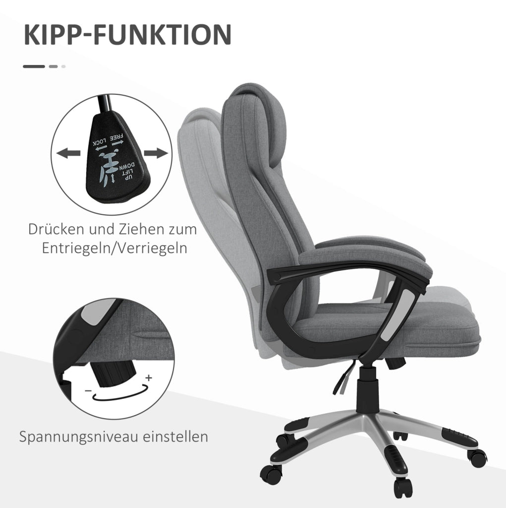 Sedia da ufficio ergonomica grigia regolabile con schienale alto