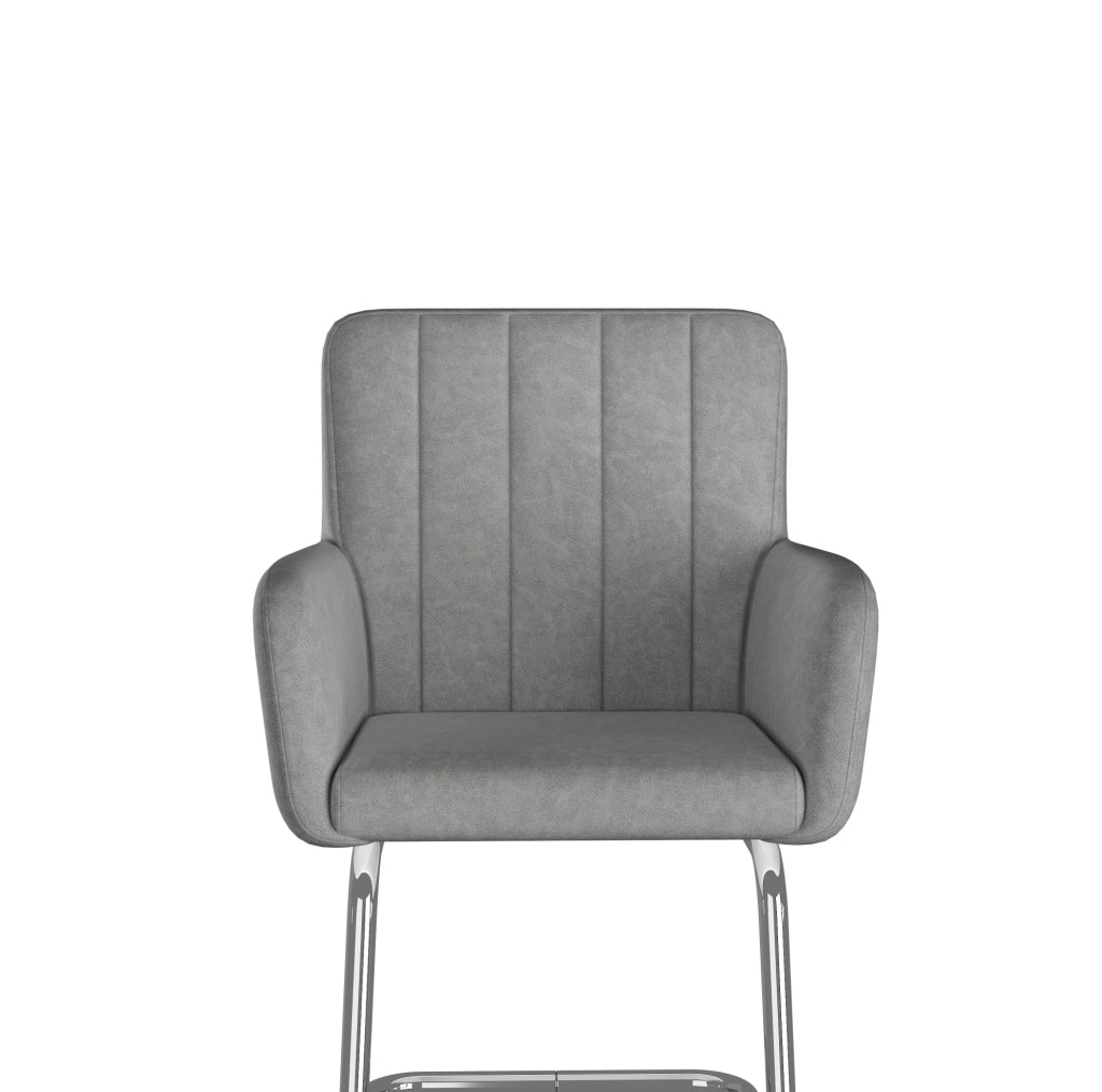 Set di 2 sedie da pranzo grigie in PU con gambe in metallo