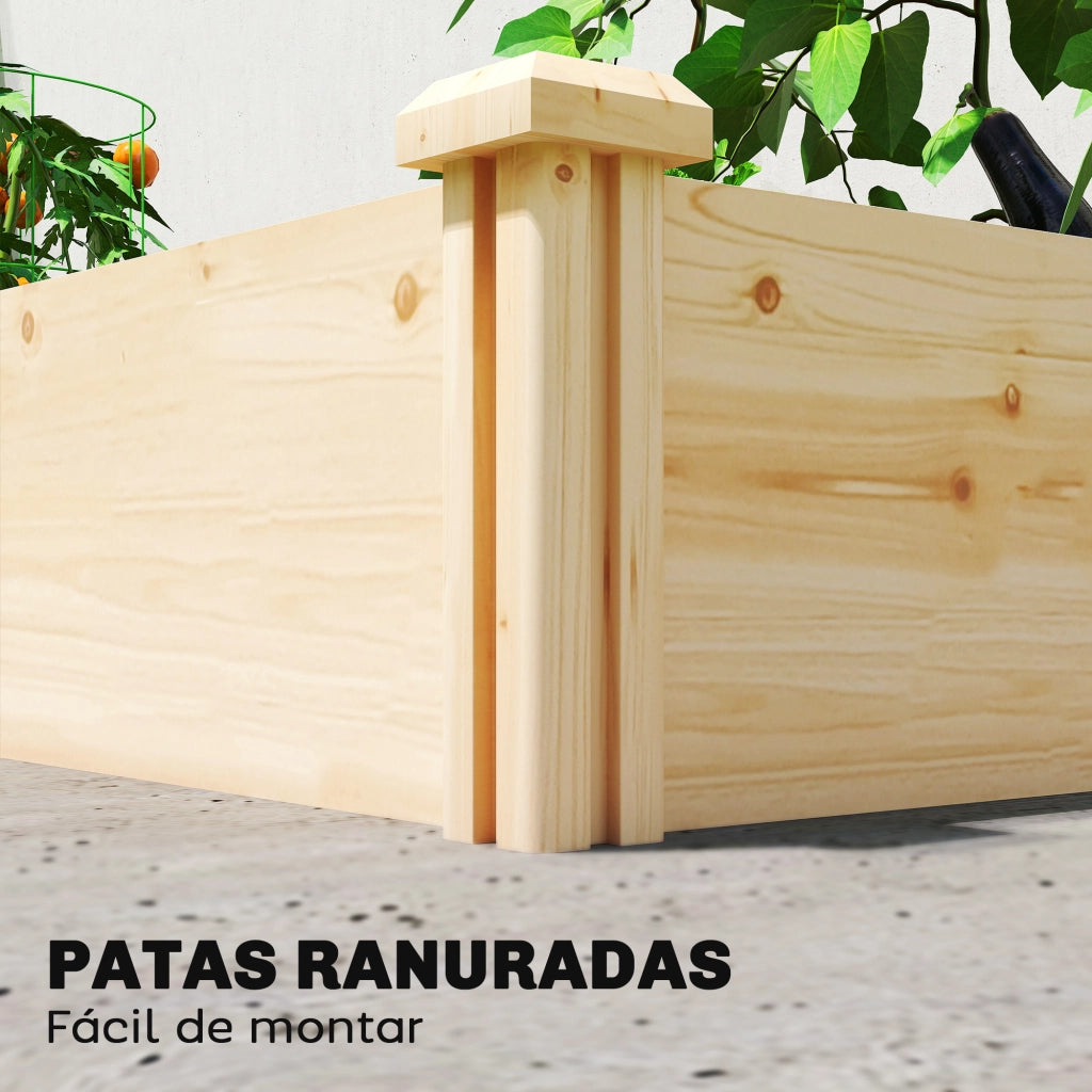 Fioriera Rialzata Legno per Orto Urbano con Divisorio 235x121x26 cm ¨C Xylo ¨C Naturale