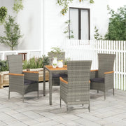 Set da Pranzo da Giardino 5 pz con Cuscini in Polyrattan Grigio 3157536