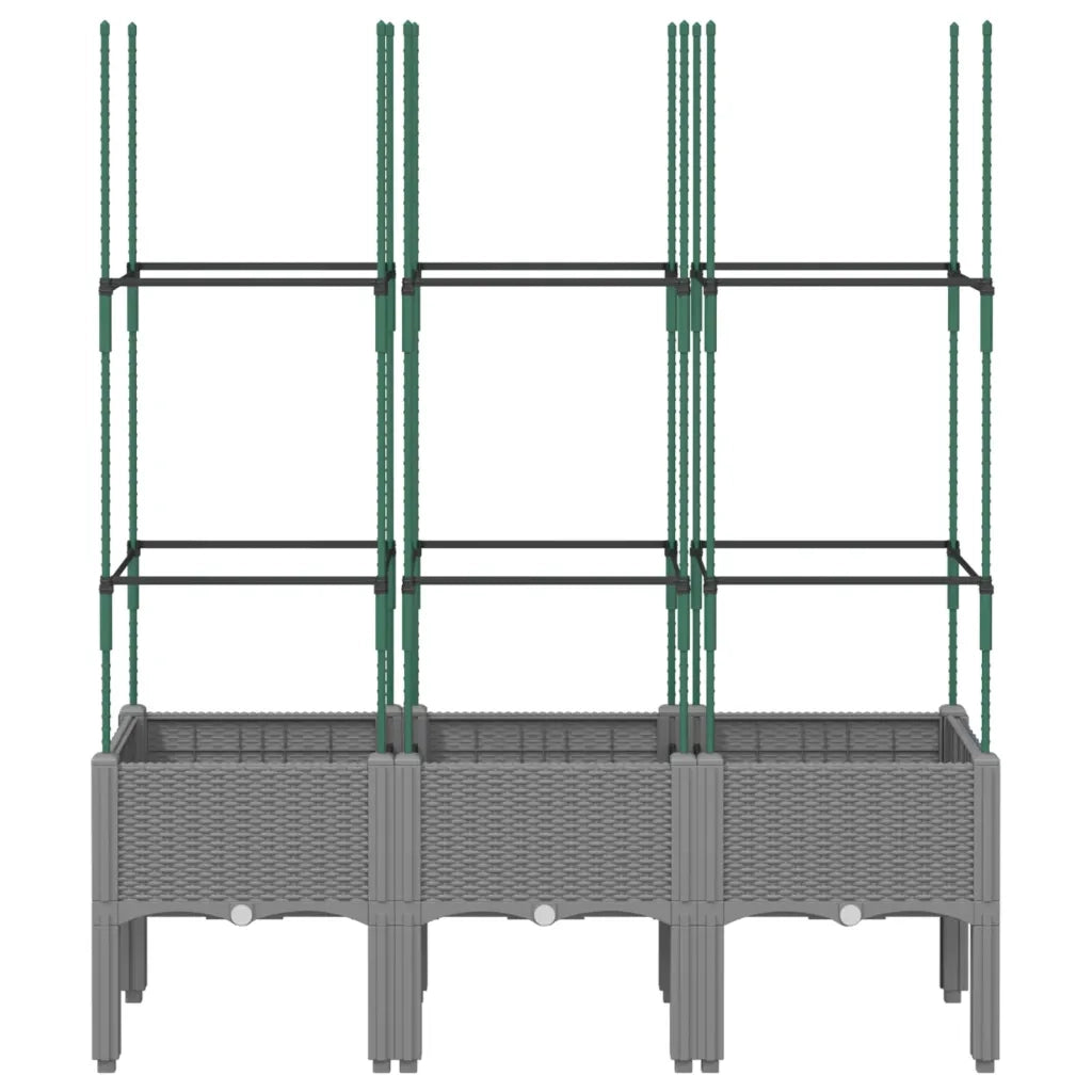 Fioriera Giardino con Traliccio-Vaso da Esterno-Contenitore per Piante Grigio Chiaro 120x40x142,5cm PP