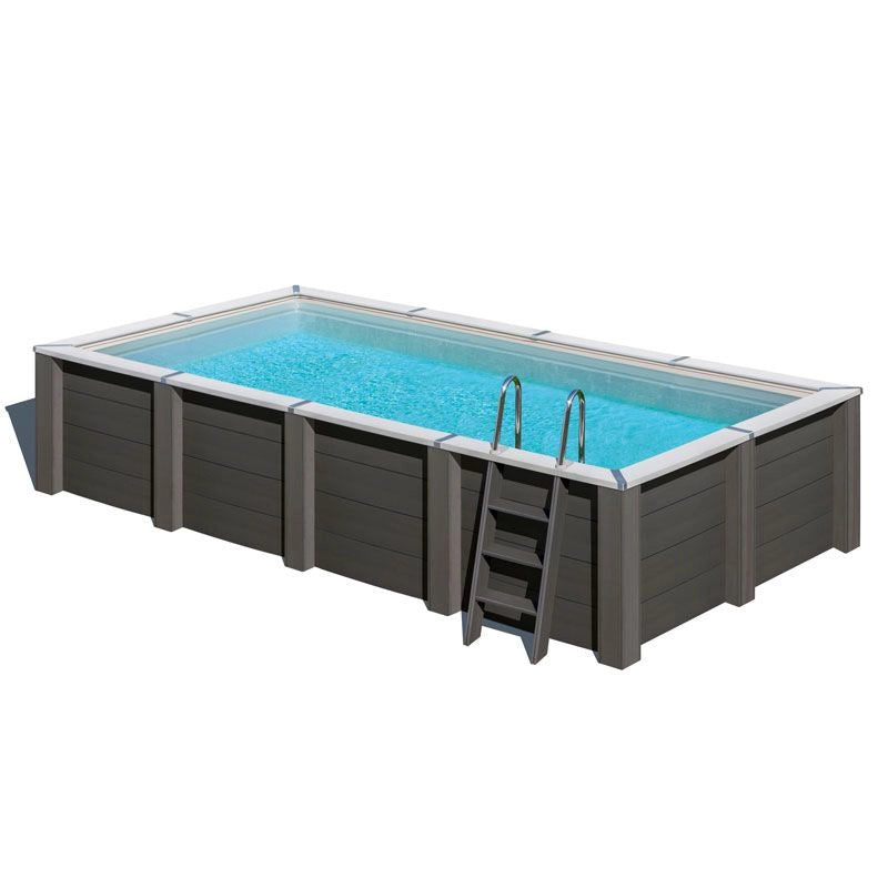 Piscina In Legno Composito Wpc Wood Connect 5,95 X 3,15 X H 1,26 M