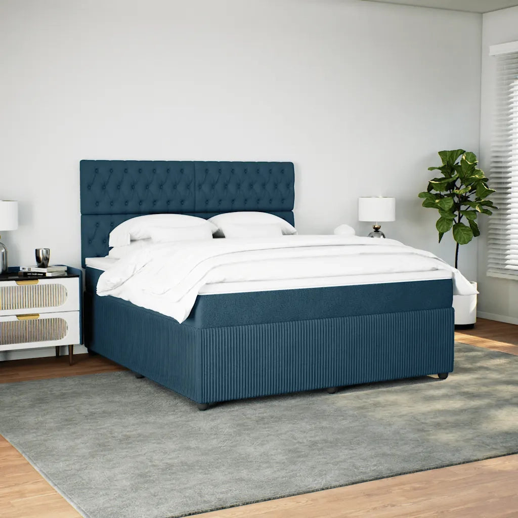 Giroletto a Molle con Materasso Blu 180x200 cm in Velluto 3294716