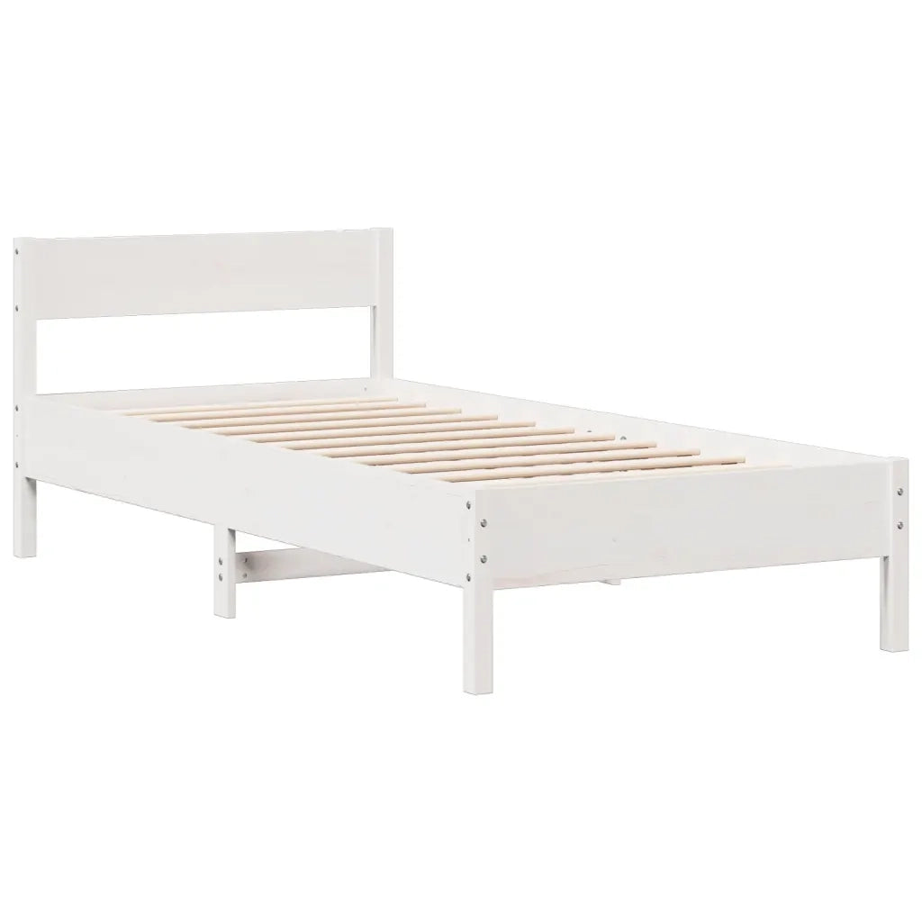 Letto singolo | Letto per adulti | Letto Libreria senza Materasso Bianco 90x190 cm Massello Pino