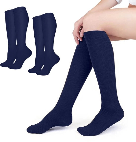 2 pair di calze compressi sportivi - Unisex - 15-20 mmHg calze compressi per circolazione - Medico, corsa, sport, infermieristica, viaggio - L/XL (dimensione consigliata 40-46)