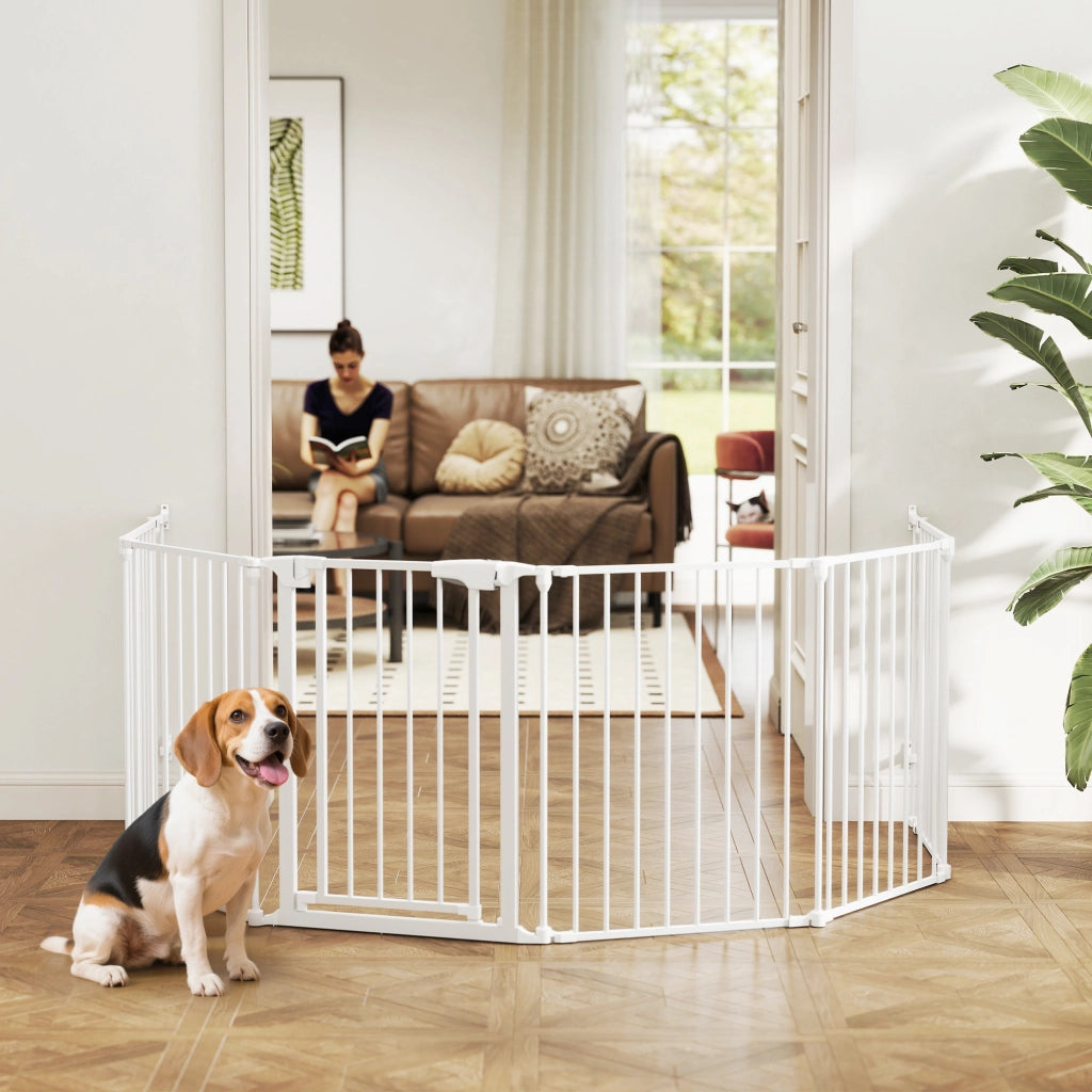 Recinto Sicurezza per Bambini e Cani ¨C zephmum ¨C Metallo Pieghevole 6 Pannelli 61x75 cm Bianco