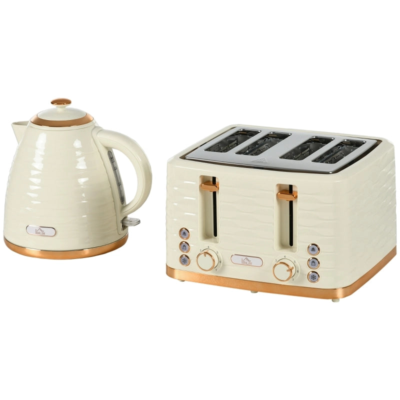 Set tostapane e bollitore 2 in 1, 7 livelli di doratura, funzione di scongelamento e riscaldamento, beige