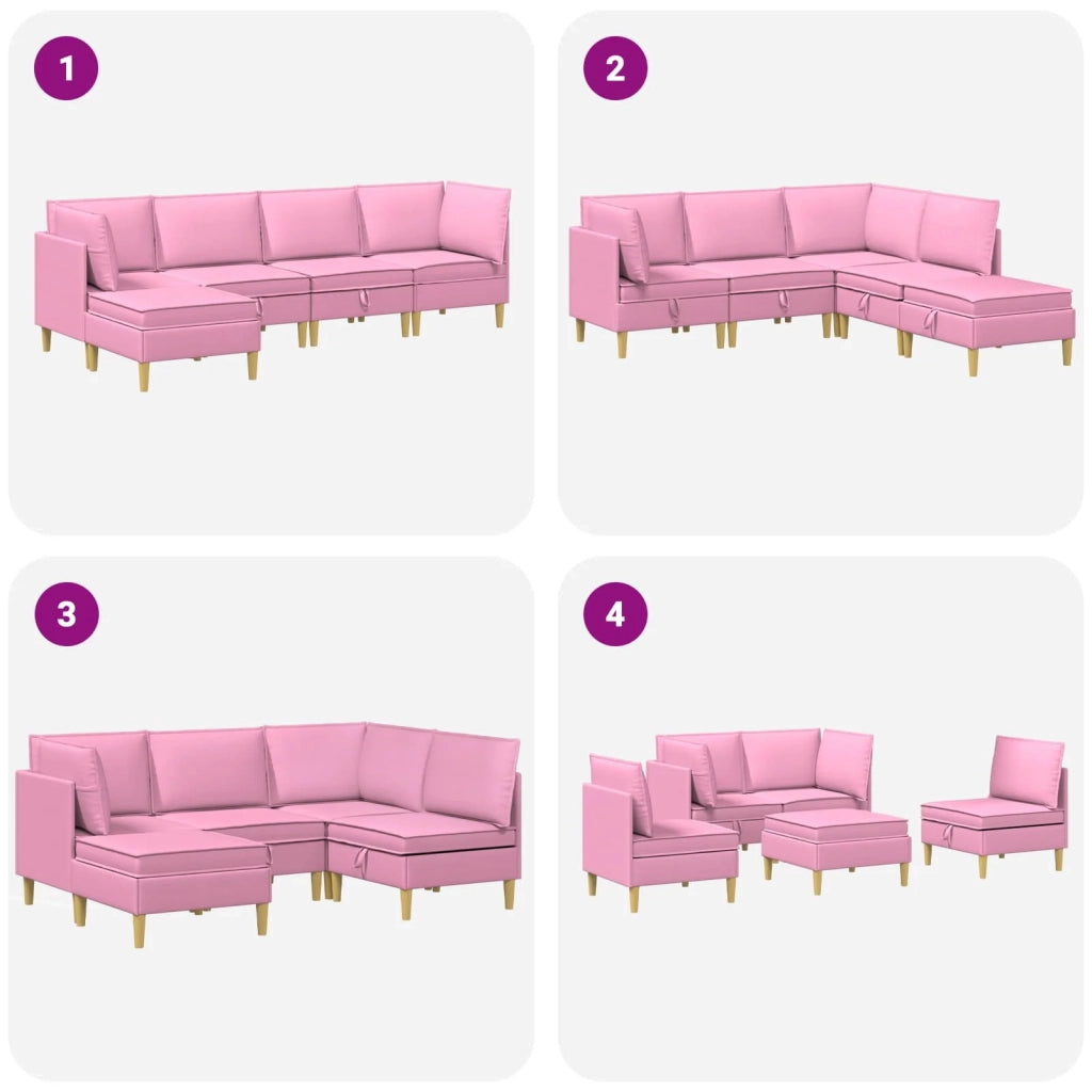 Set di mobili per il soggiorno con cuscino 5 pcs Rosa Tessuto 3413726