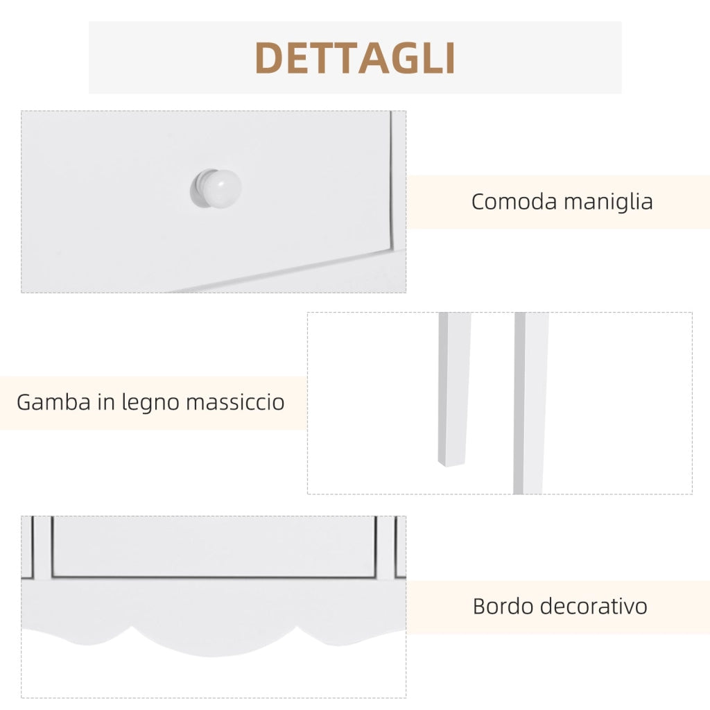Consolle da Ingresso con 3 Cassetti 100x32x85 cm Bianco