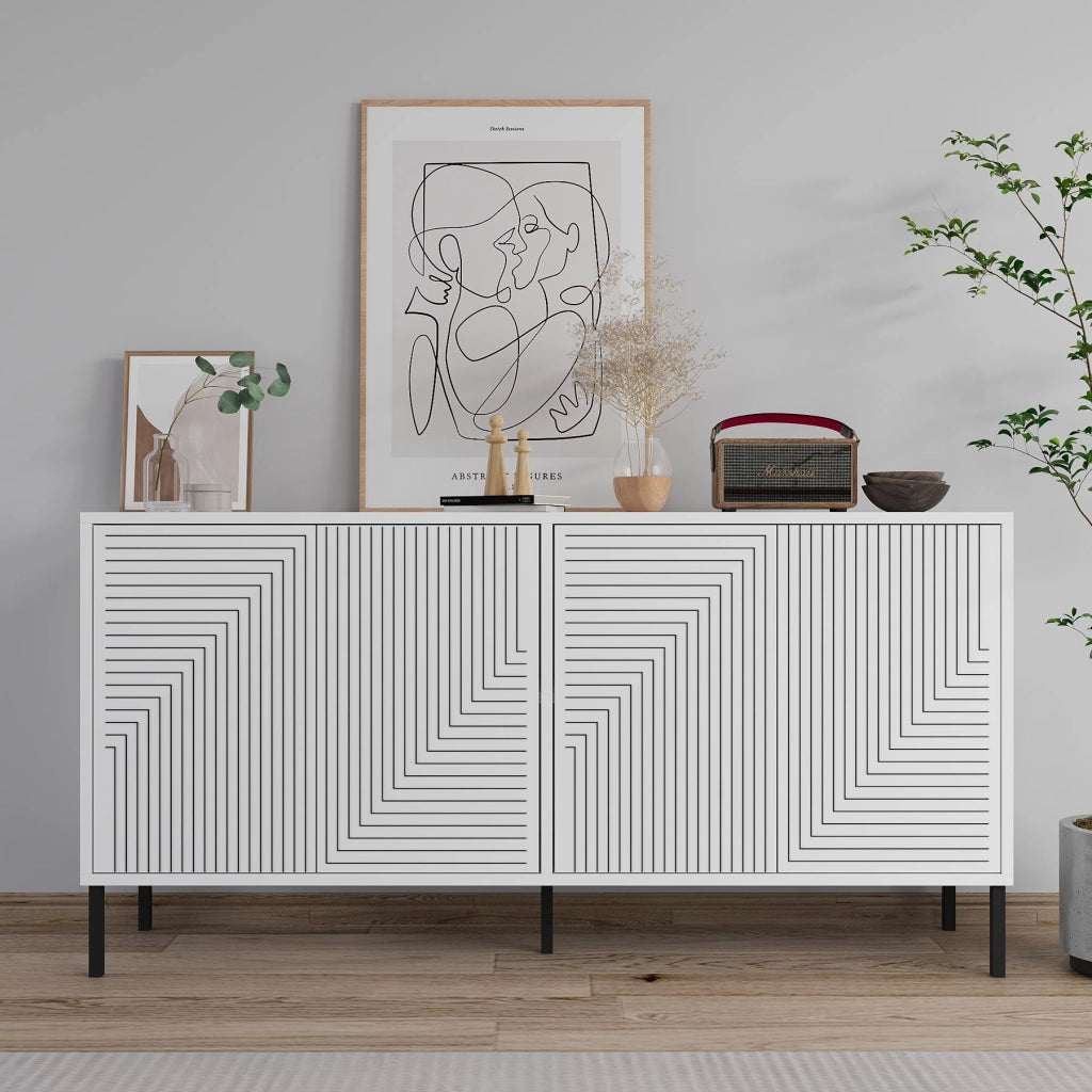 Credenza in legno "Evolet" - 150 x 36 x 75 cm - Bianco