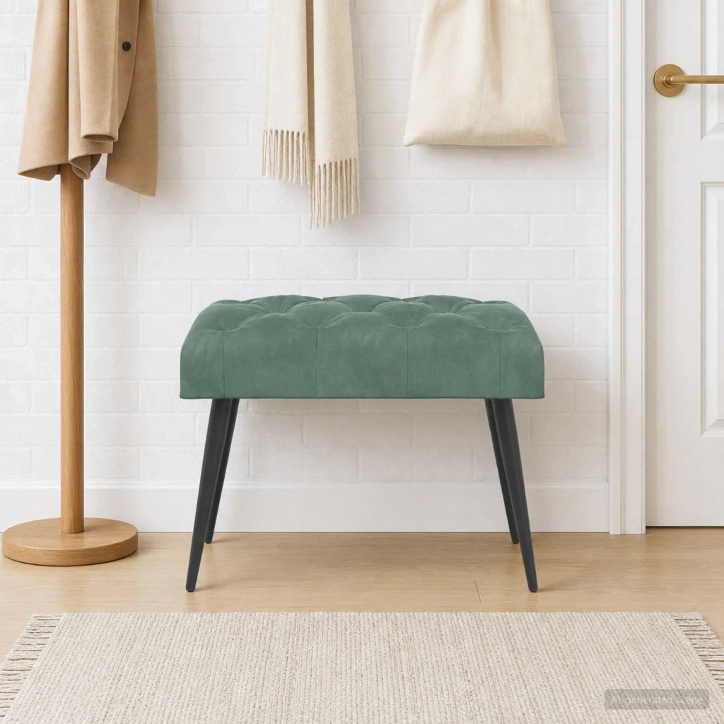 Panchina con bottoni imbottiti Verde Mare 60 x 40 x 45 cm 42038554