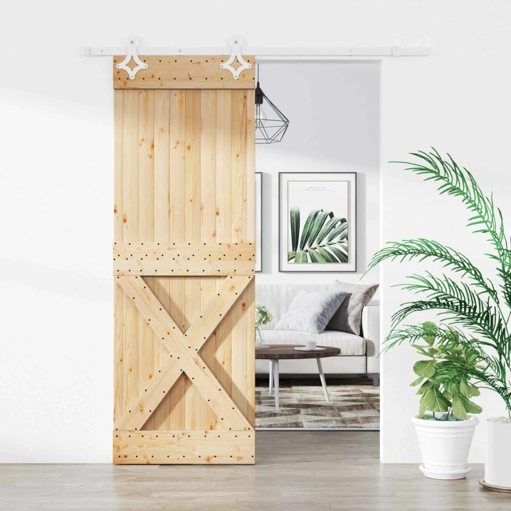 Porta scorrevole Naturale e Bianco 80 x 210 cm