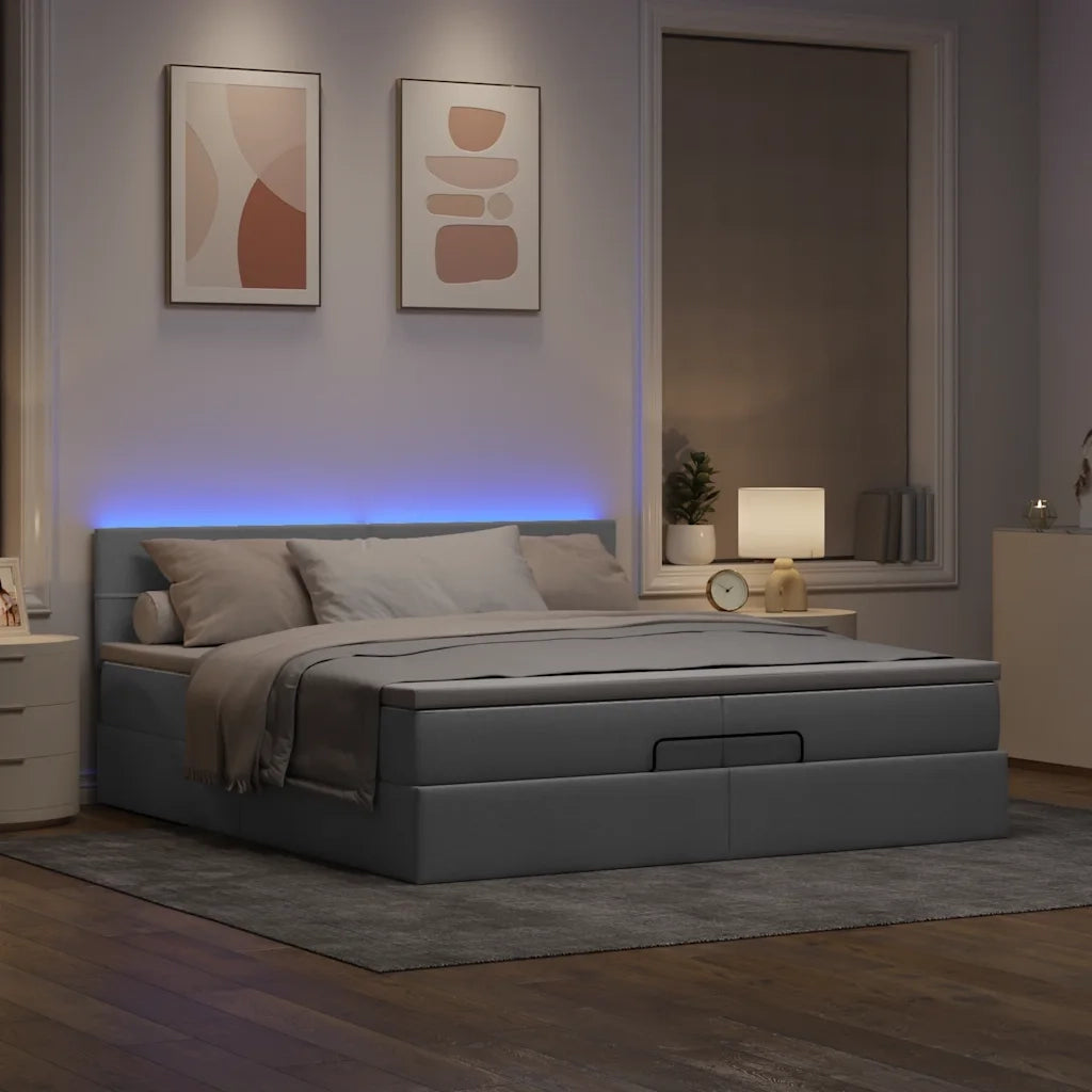 Struttura Letto Pouf con Materassi 200x200 cm in Tessuto 3312333
