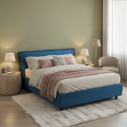 Letto Matrimoniale Bubbio, Letto Matrimoniale Sfoderabile Made in Italy, blu
