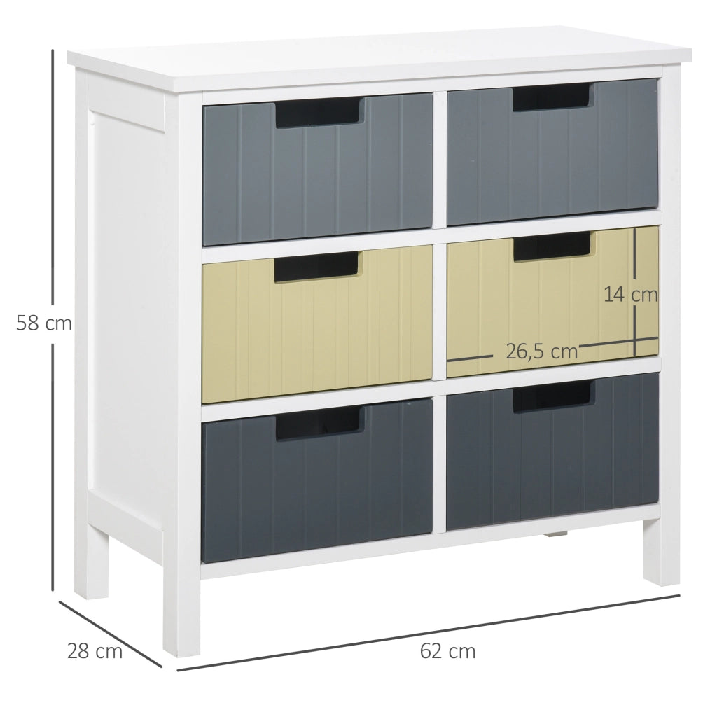 Cassettiera con 6 cassetti in legno ¨C zephmum ¨C multicolore 62x28x58 cm