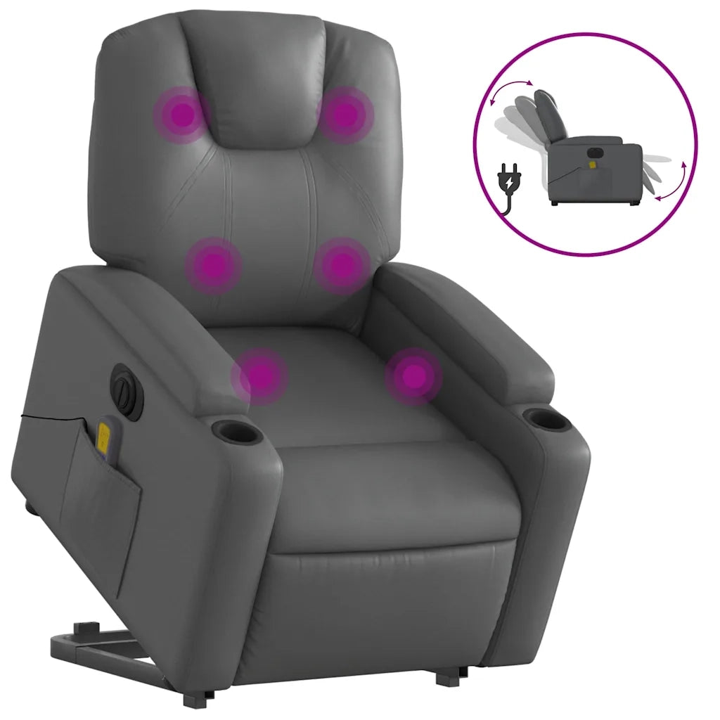 Poltrona Alzapersona Elettrica Reclinabile Grigio in Similpelle 3204454