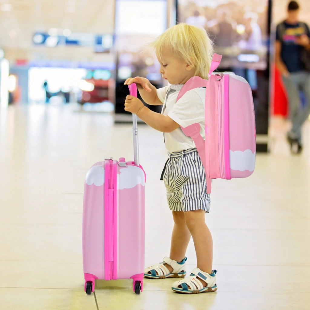 Set di bagagli a mano con ruote per ragazzi e ragazze, Set di valigie rotanti portatili e leggeri da viaggio Roseo-Bagagli e borse