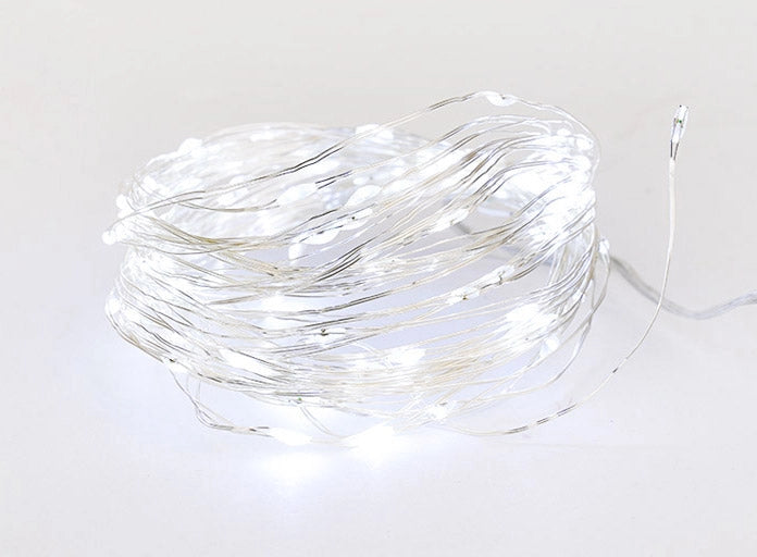 Luci di Natale 100 MICROLED 10m Luce Bianco Freddo da Interno