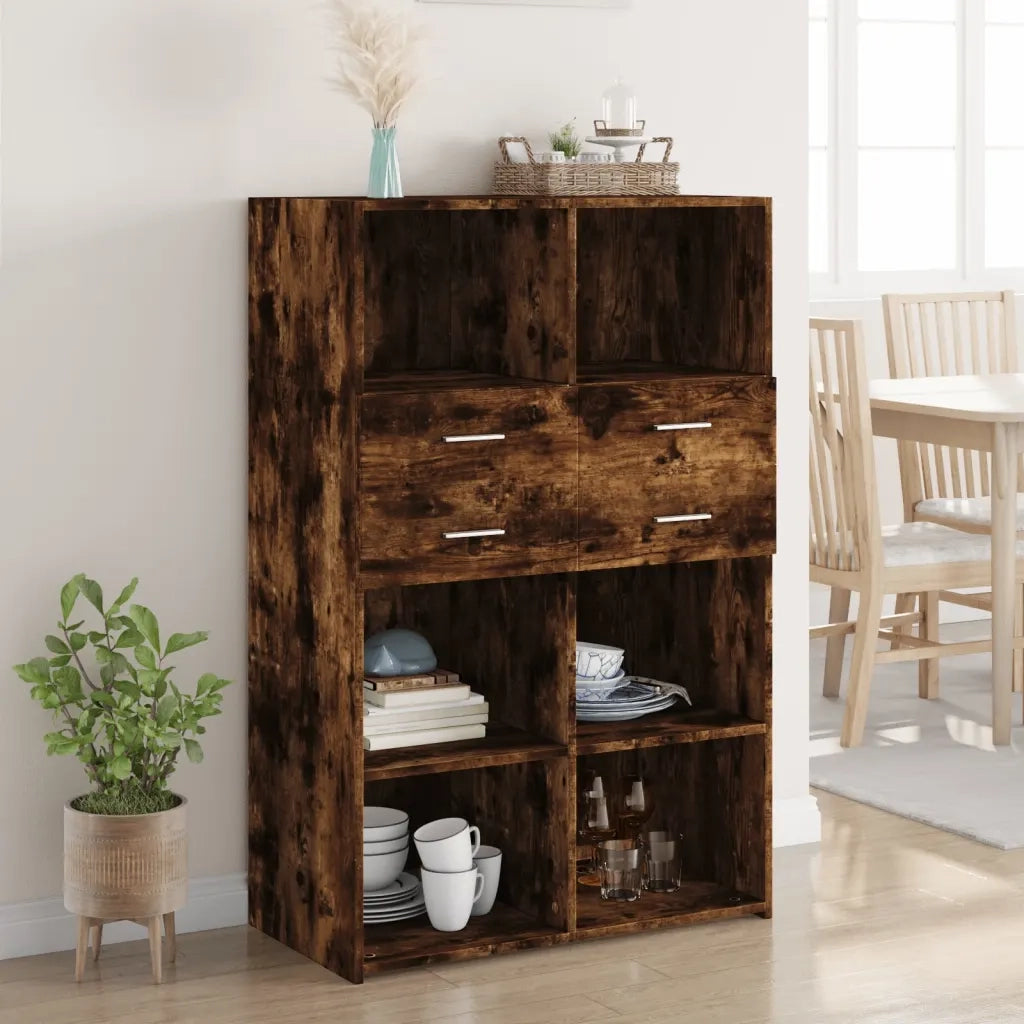 Credenza Rovere Fumo 80x42,5x124 cm in Legno Multistrato 3281389