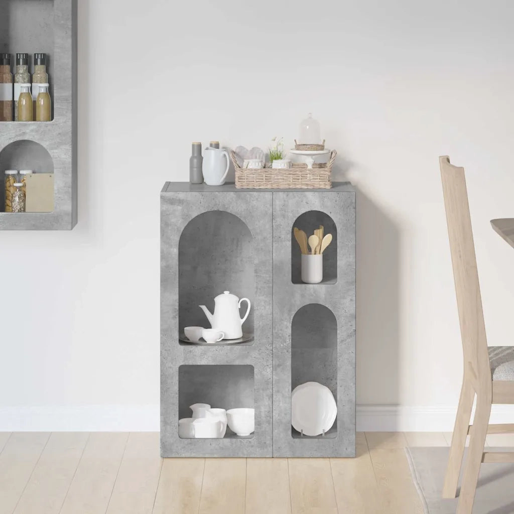 Credenza | Madia | Buffet da pranzo | Armadio da pranzo Grigio cemento 59 x 35 x 80.5 cm Legno multistrato