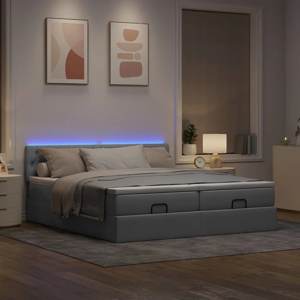 Struttura Letto Pouf con Materassi 200x200 cm in Tessuto 3312871