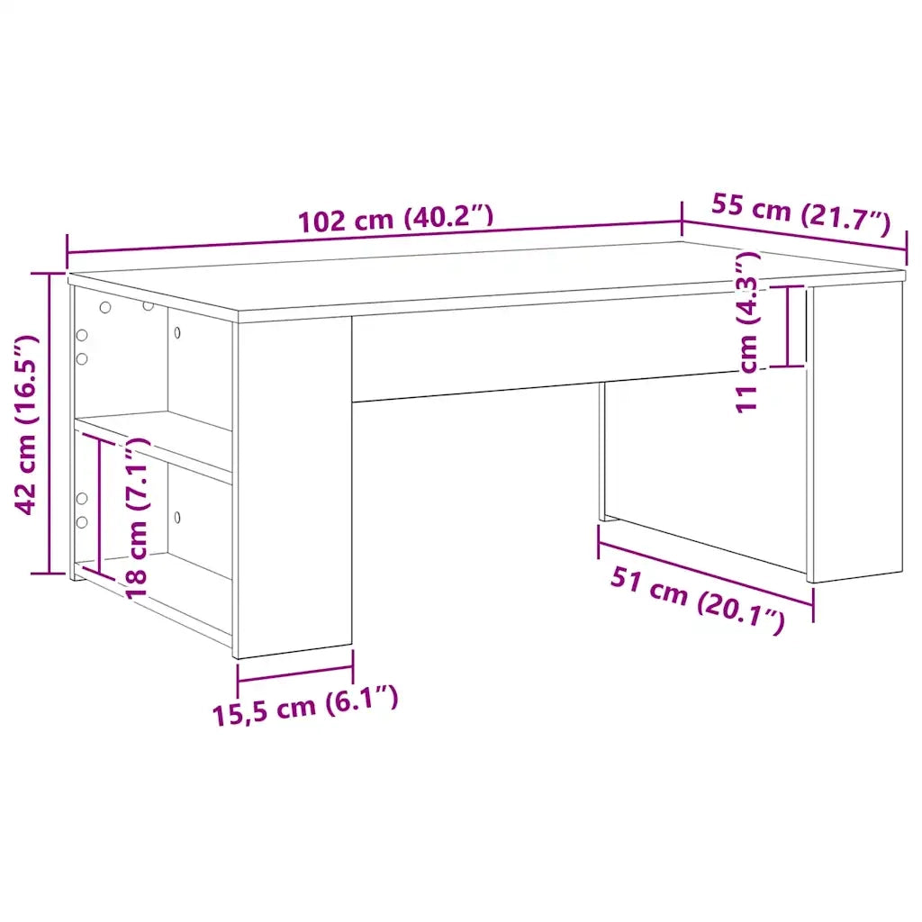 Tavolino da salotto Rovere Nero 102 x 55 x 42 cm 862495