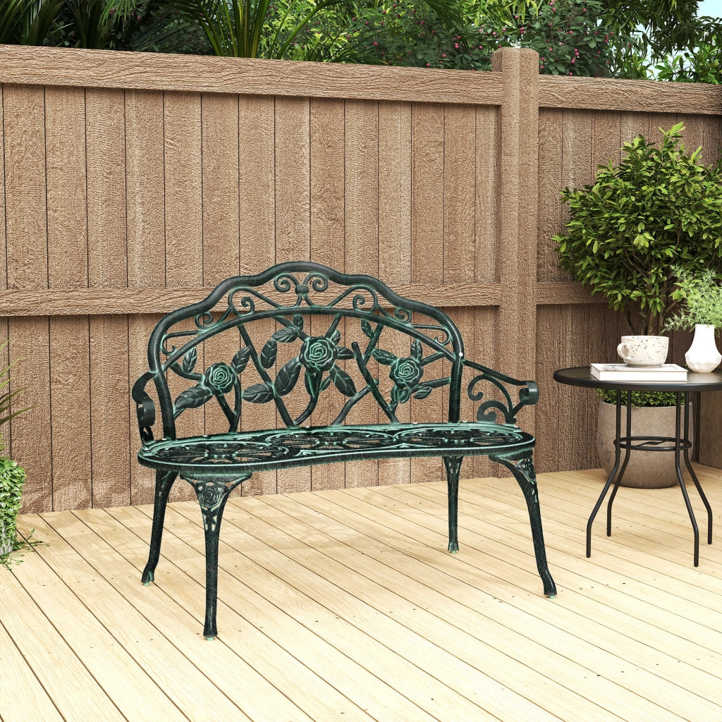 Panchina 2 Posti Giardino ¨C Zephmum ¨C Verde Fuso Alluminio 100x54x78 cm