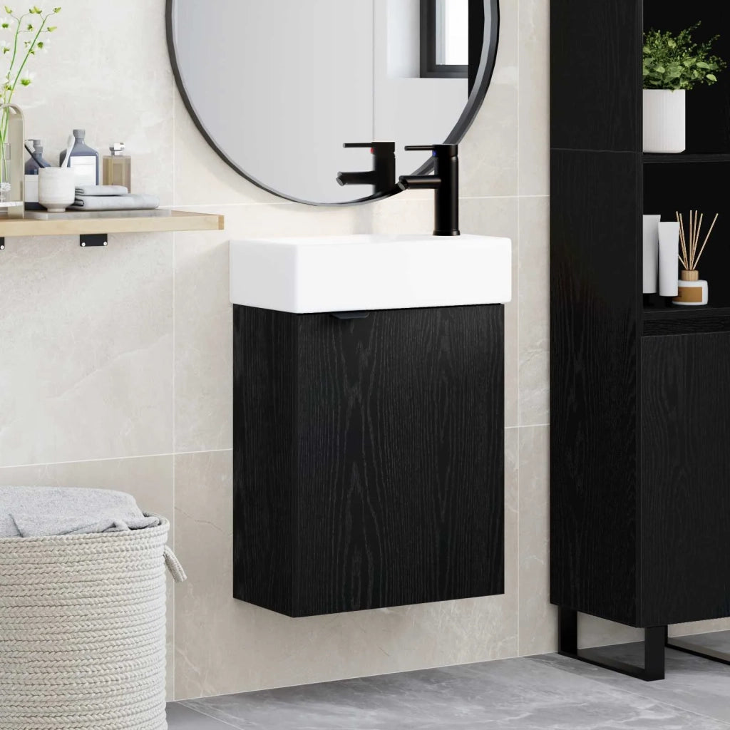 Mobile bagno con rubinetto Rovere Nero 45,5 x 22,5 x 84 cm