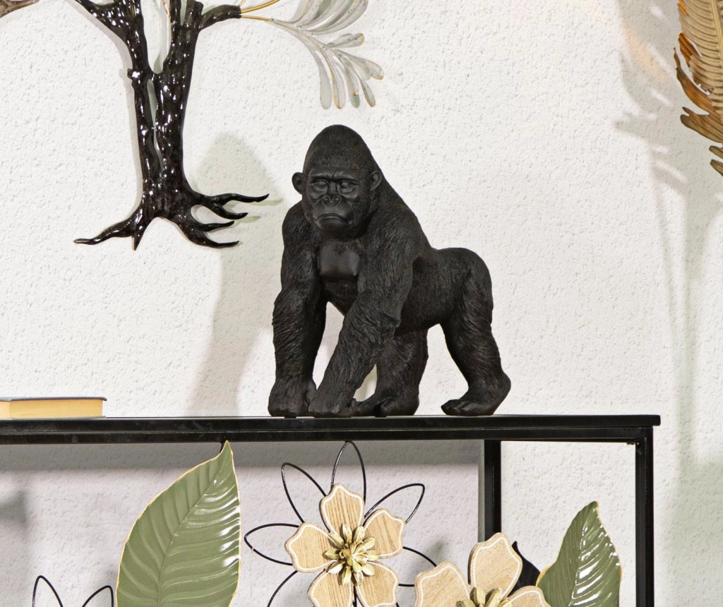 Statua Gorilla 35x37,5x21,5 cm in Poliresina Nero
