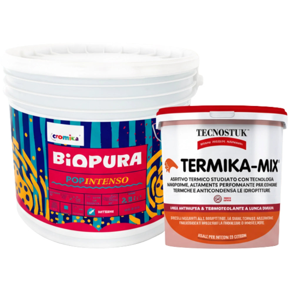 Kit pittura colorata pop intenso 2,5 l e additivo anticondensa termika-mix tecnostuk 1 l *** colore- nero mezzanotte ...