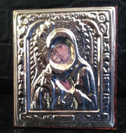 Quadretto quadro argento volto maria madonna dipinto 6 x 5 cm