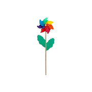 Trade Shop - Set 2 Girandole A Vento 12cm Colorata In Legno Scaccia Uccelli Gioco Prato Balcone -